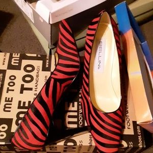 Bellini high heal red and black striped